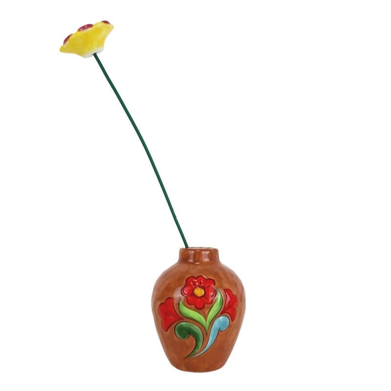Heartwood Creek Terracotta Vase with Floral Motif By Jim Shore