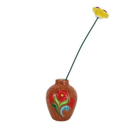Heartwood Creek Terracotta Vase with Floral Motif By Jim Shore