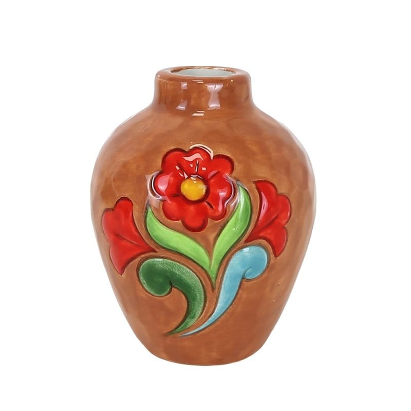 Heartwood Creek Terracotta Vase with Floral Motif By Jim Shore