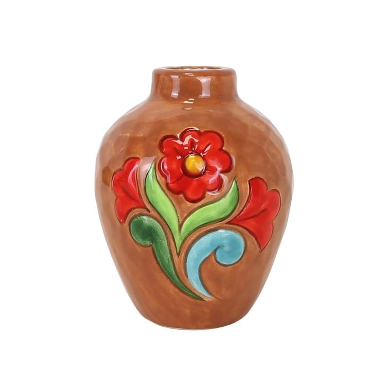 Heartwood Creek Terracotta Vase with Floral Motif By Jim Shore