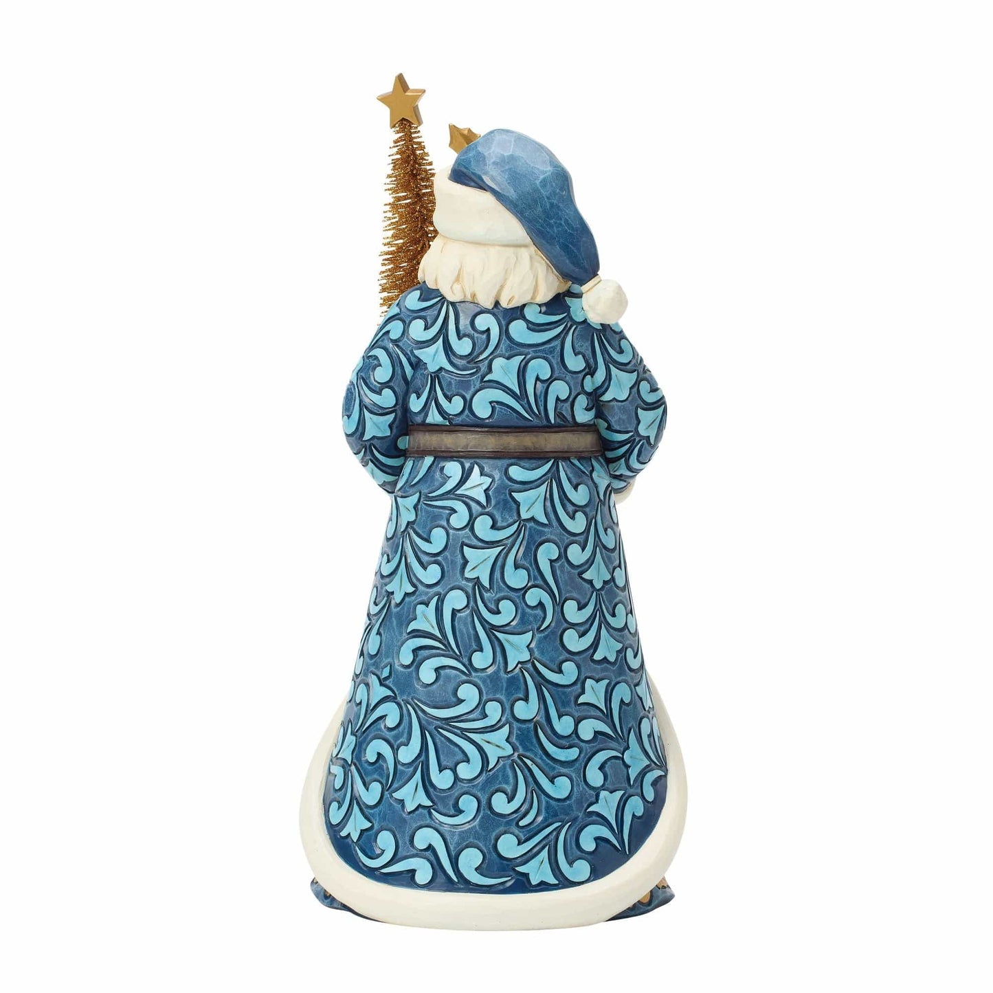 Heartwood Creek Twilight Blue and Gold Santa with Sisal Tree Figurine By Jim Shore