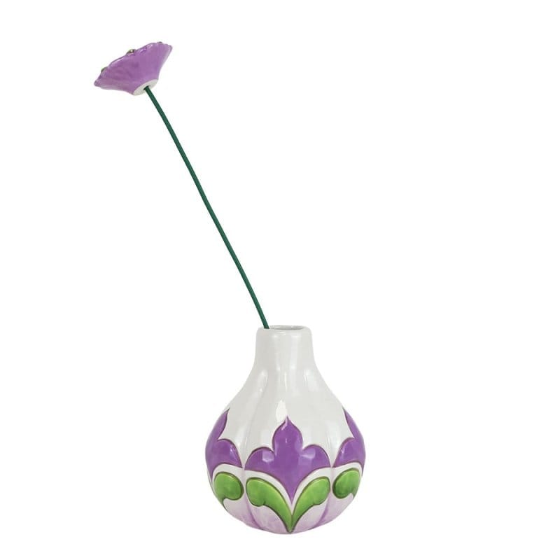 Heartwood Creek White Vase with Floral Motif By Jim Shore