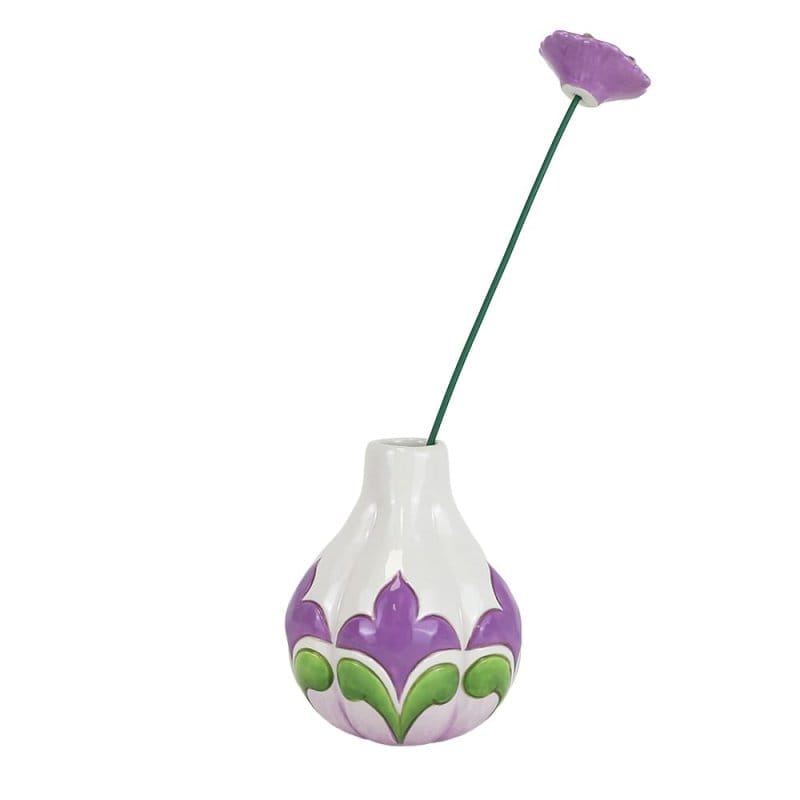 Heartwood Creek White Vase with Floral Motif By Jim Shore