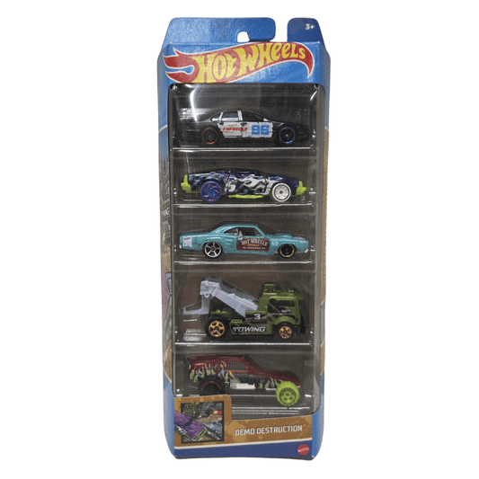 Hot Wheels 5 Car Pack Demo Destruction Gold Packaging
