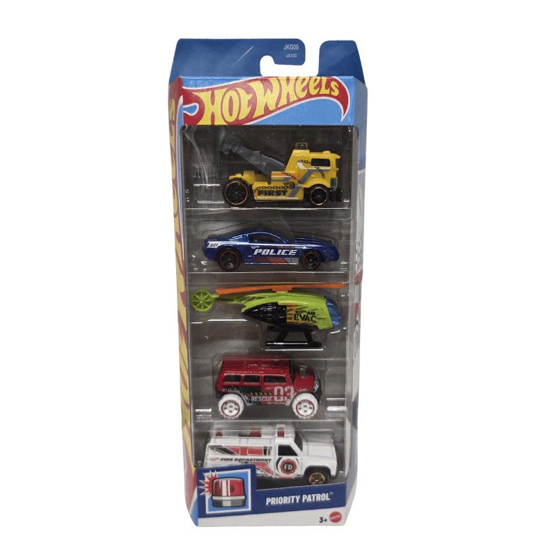 Hot Wheels 5 Car Pack Priority Patrol Blue Packaging
