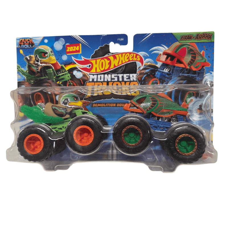 Hot Wheels Monster Trucks Demolition Doubles Duck N roll VS Piran-AHHHH