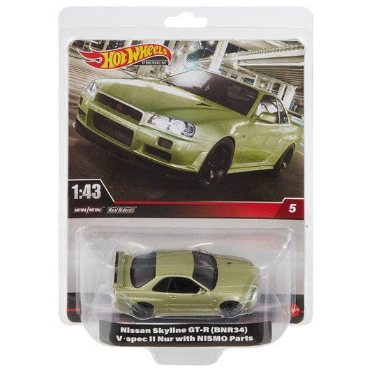 Hot Wheels Premium 1:43 Nissan Skyline GT-R (BNR34) V Spec II Nur With NISMO Parts