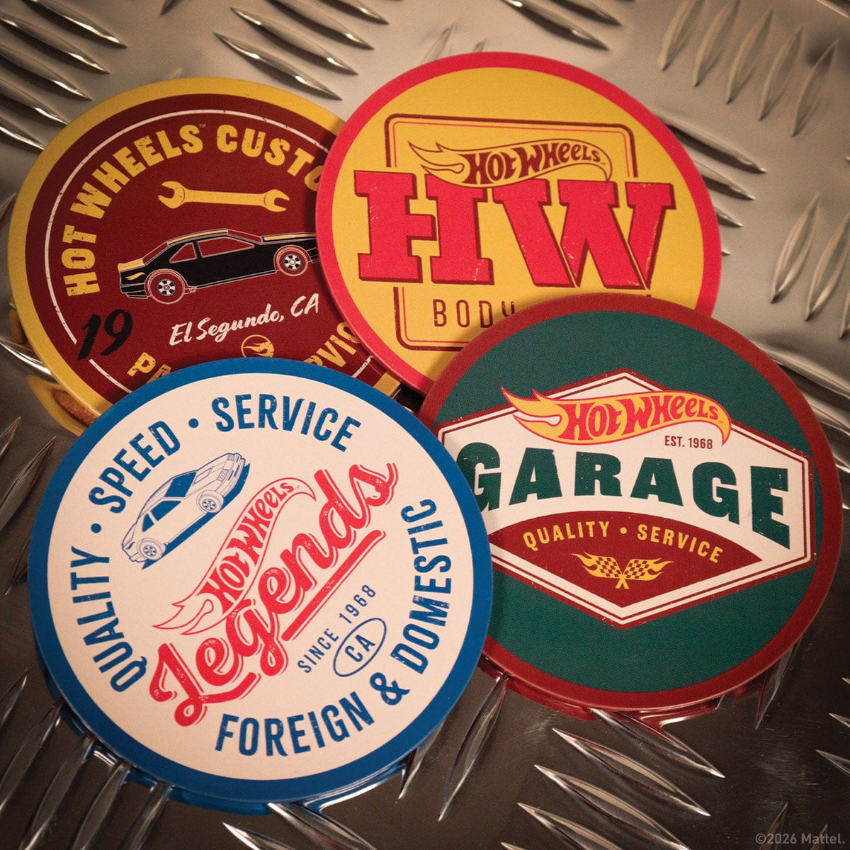 Hot Wheels Set of Four Printed Metal Coasters