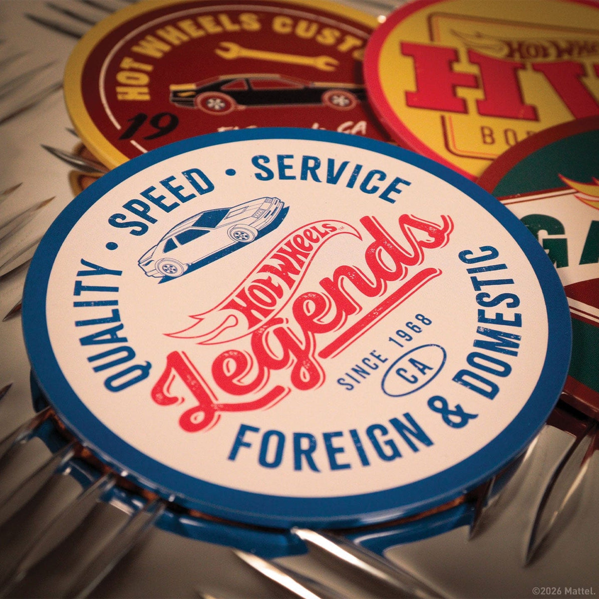 Hot Wheels Set of Four Printed Metal Coasters