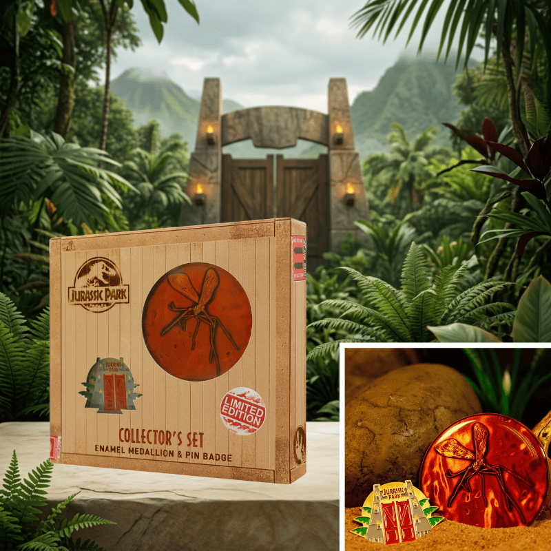 Jurassic Park Enamel Medallion & Pin Badge Collector's Set