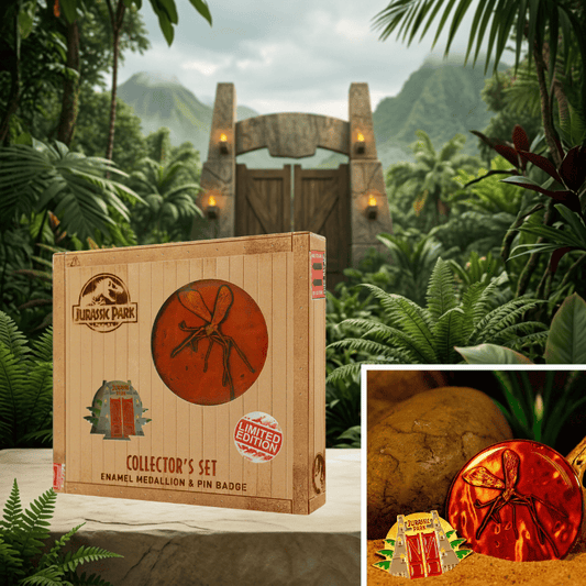 Jurassic Park Enamel Medallion & Pin Badge Collector's Set