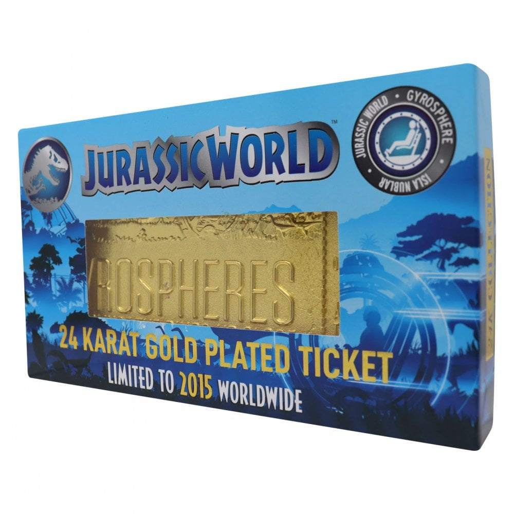 Jurassic World Gyrosphere 24k Gold Plated Ticket
