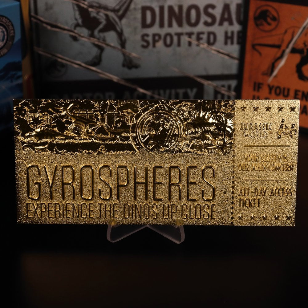 Jurassic World Gyrosphere 24k Gold Plated Ticket