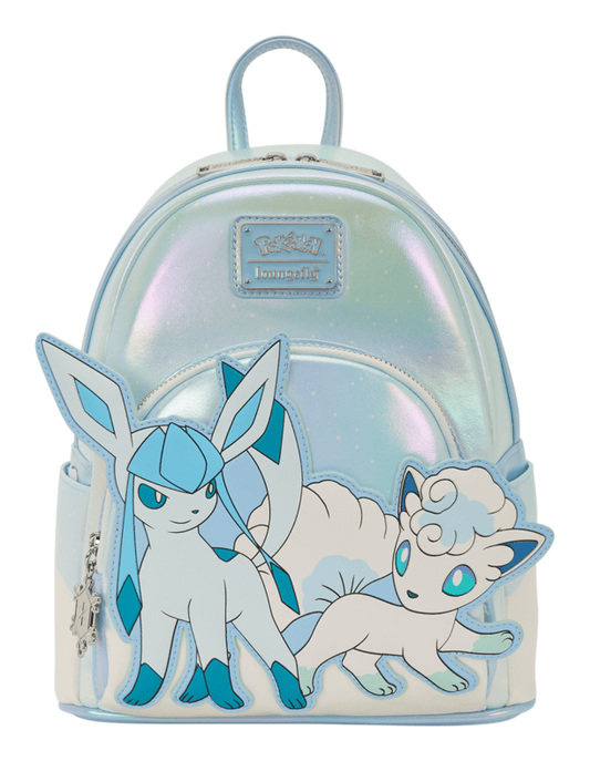 Loungefly Pokemon Glaceon and an Alolan Vulpix Ice Type Winter Mini Backpack