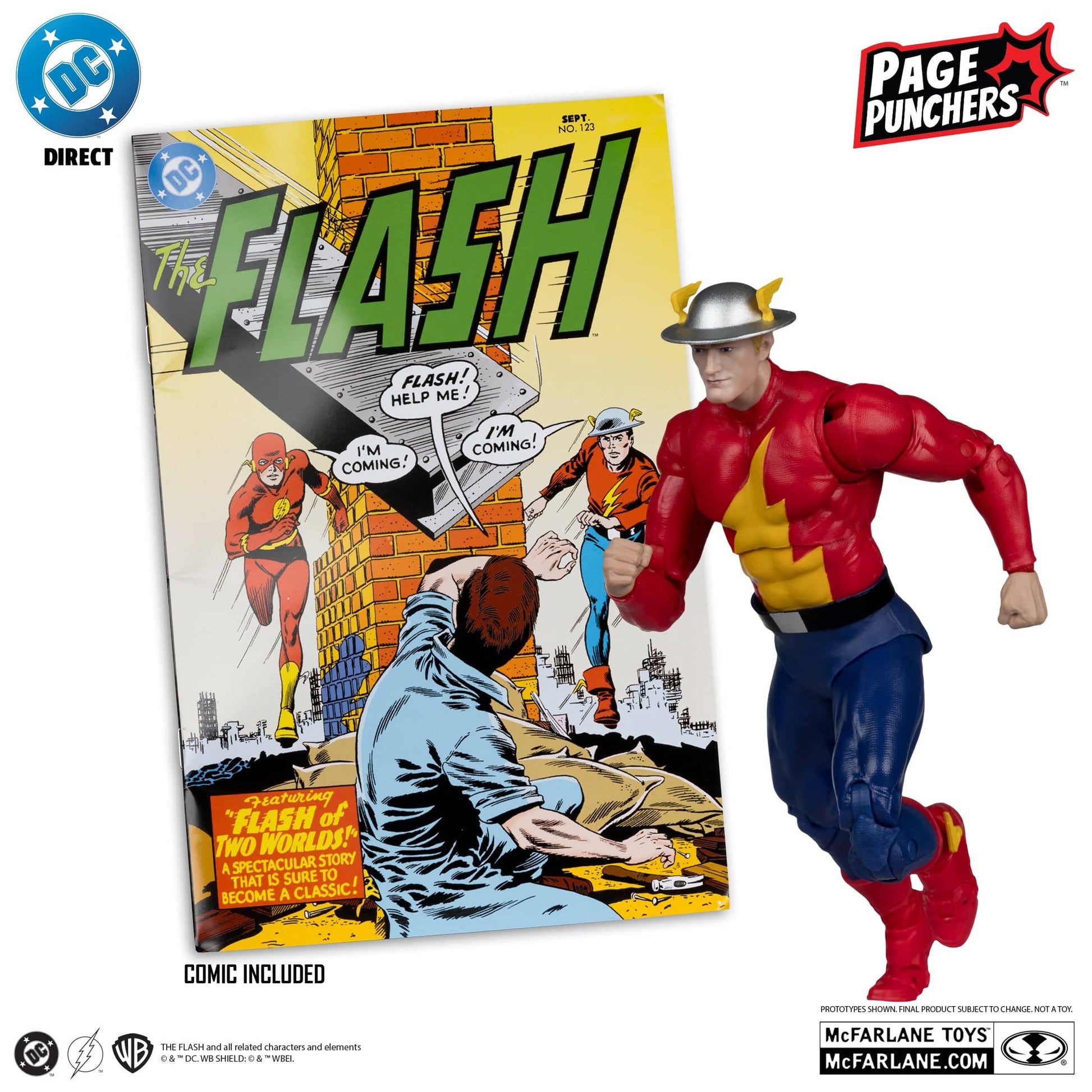 McFarlane Toys DC Direct The Flash Jay Garrick Platinum  Edition The Flash #123 Page Puncher Action Figure