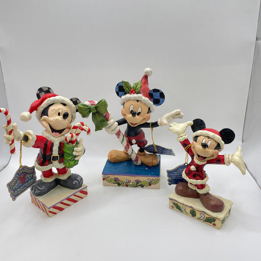 Disney Traditions Mickey Mouse Christmas Bundle of 3 Figurines