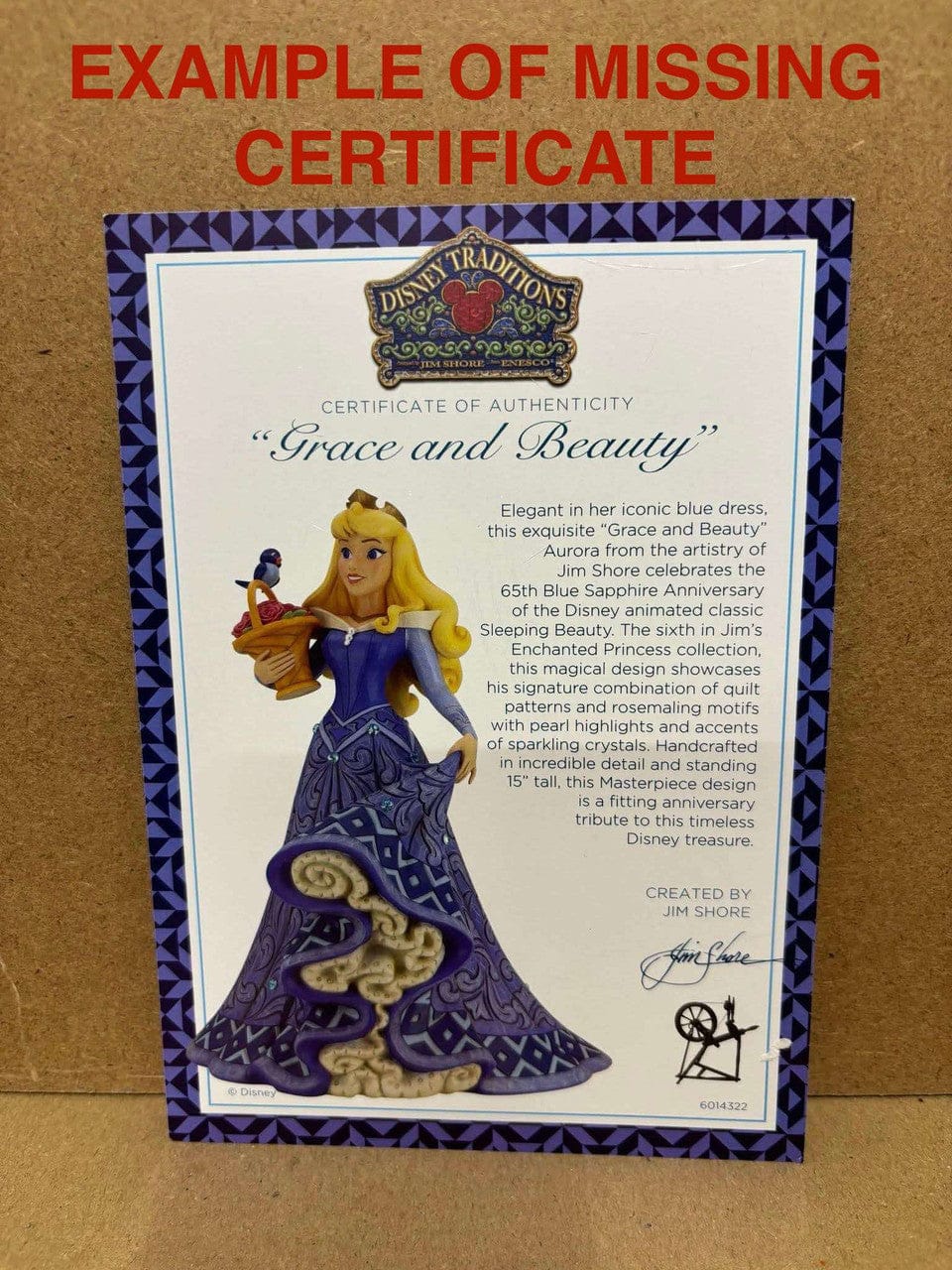 MISSING CERTIFICATE - Disney Traditions Grace and Beauty Aurora Deluxe Figurine