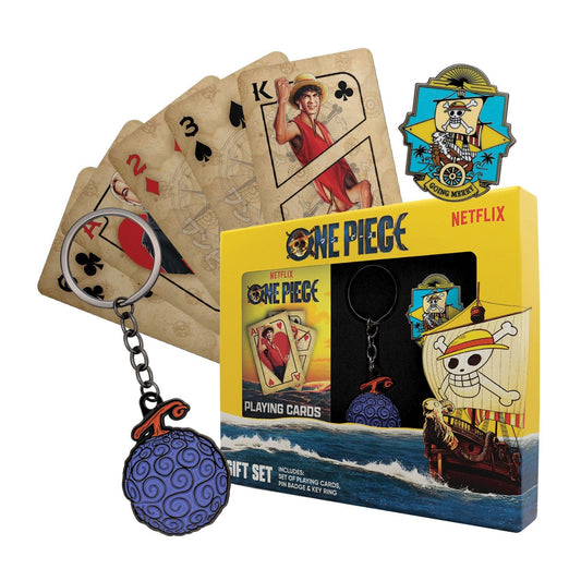 One Piece Limited Edition Gift Set Playing Cards, Pin Badge, Key Ring