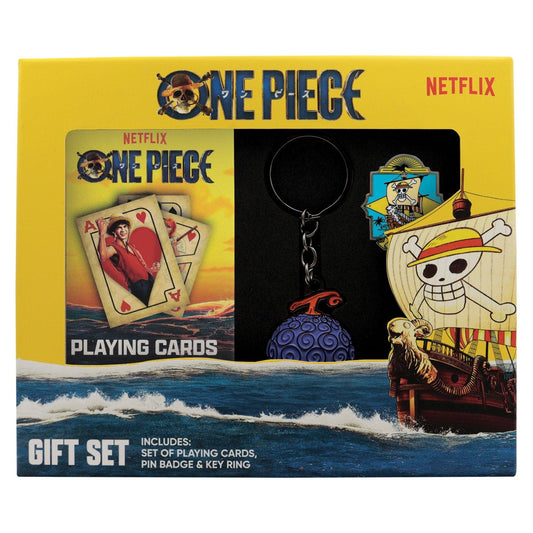 One Piece Limited Edition Gift Set Playing Cards, Pin Badge, Key Ring