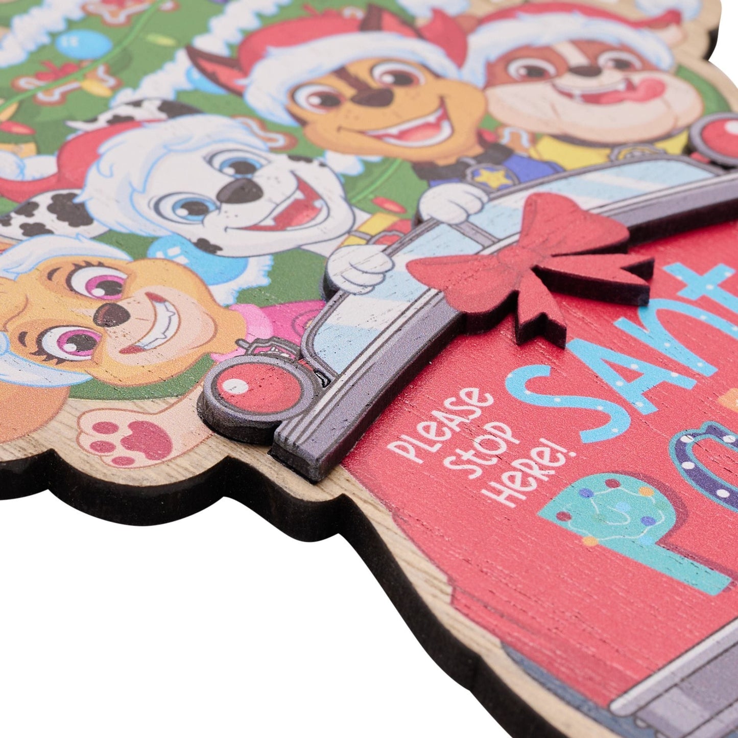 Paw Patrol Santa Stop Here Wooden Door Hanger