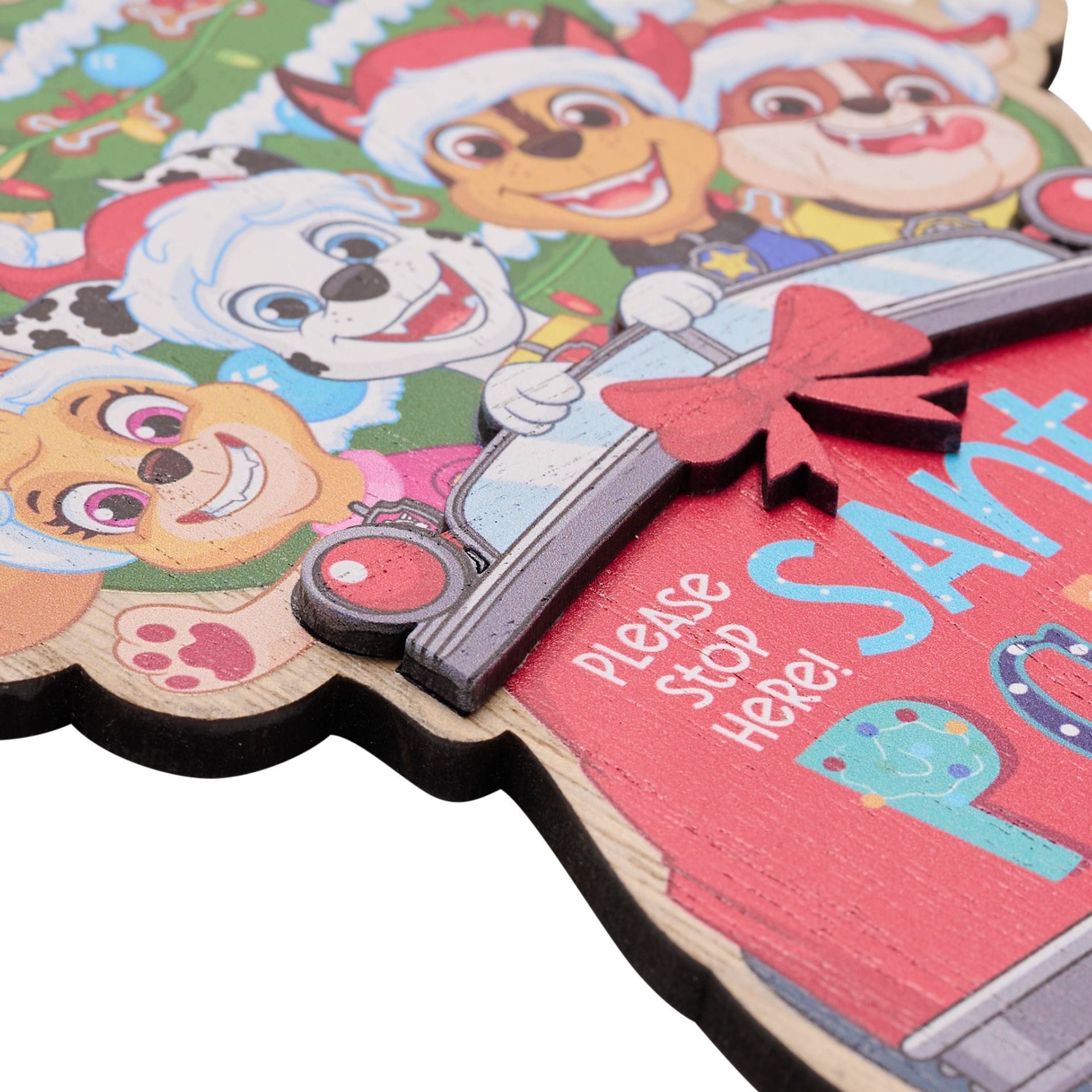 Paw Patrol Santa Stop Here Wooden Door Hanger