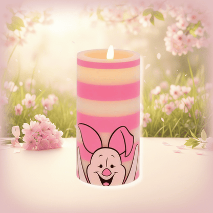 Piglet White and Pink Striped LED Candle by Disney Home Fragrance