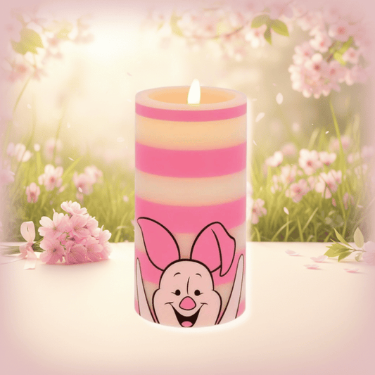Piglet White and Pink Striped LED Candle by Disney Home Fragrance