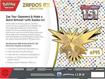 Pokemon Scarlet & Violet 151 Set Zapdos EX Collection