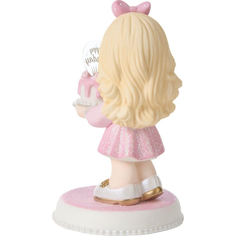 Precious Moments Blonde Birthday Girl with Cake Figurine