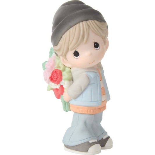 Precious Moments Boy Hold flowers Figurine