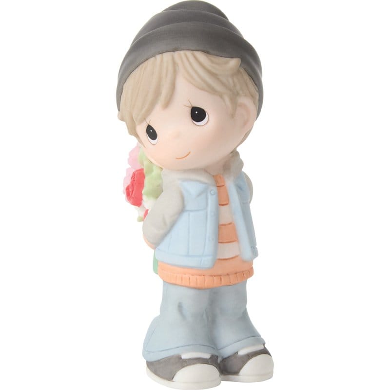Precious Moments Boy Hold flowers Figurine