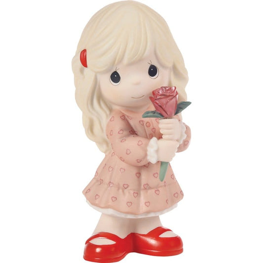 Precious Moments Girl Holding Rose Figurine