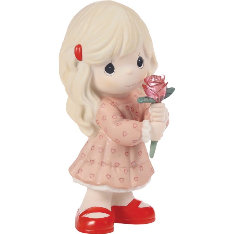 Precious Moments Girl Holding Rose Figurine