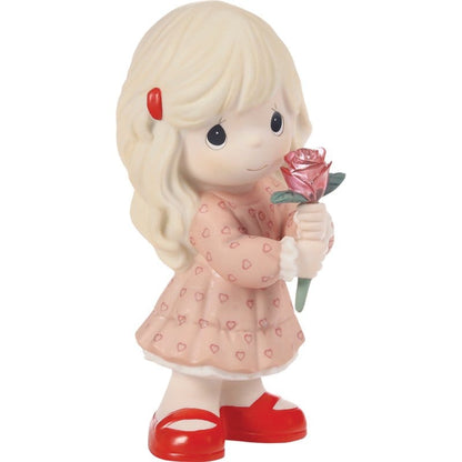 Precious Moments Girl Holding Rose Figurine