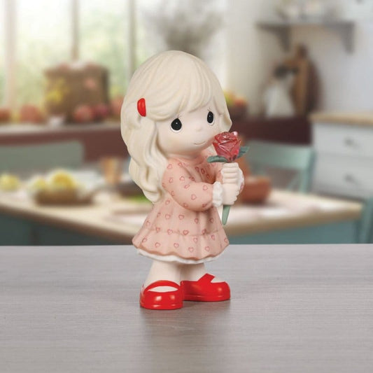 Precious Moments Girl Holding Rose Figurine
