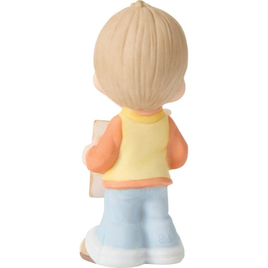Precious Moments Grandma Boy with Sign and Flower Figurine