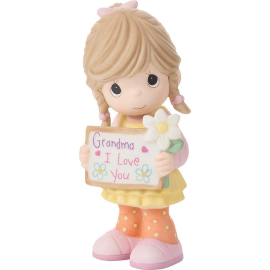 Precious Moments Grandma Girl With Sign & Flower Figurine
