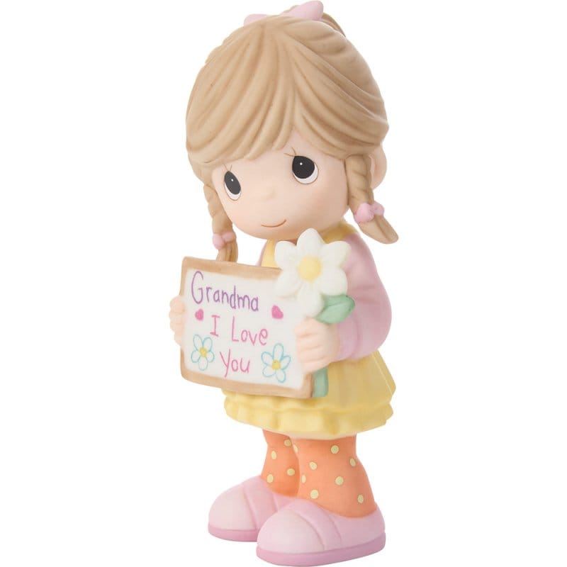 Precious Moments Grandma Girl With Sign & Flower Figurine
