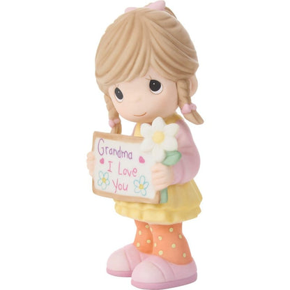 Precious Moments Grandma Girl With Sign & Flower Figurine