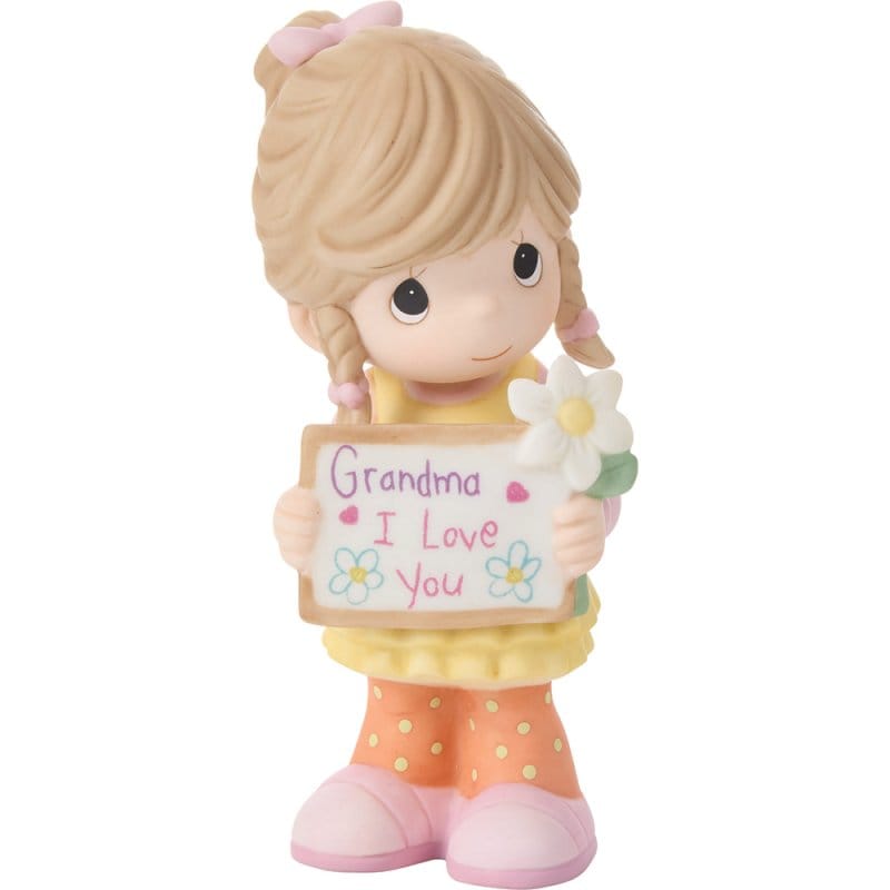 Precious Moments Grandma Girl With Sign & Flower Figurine