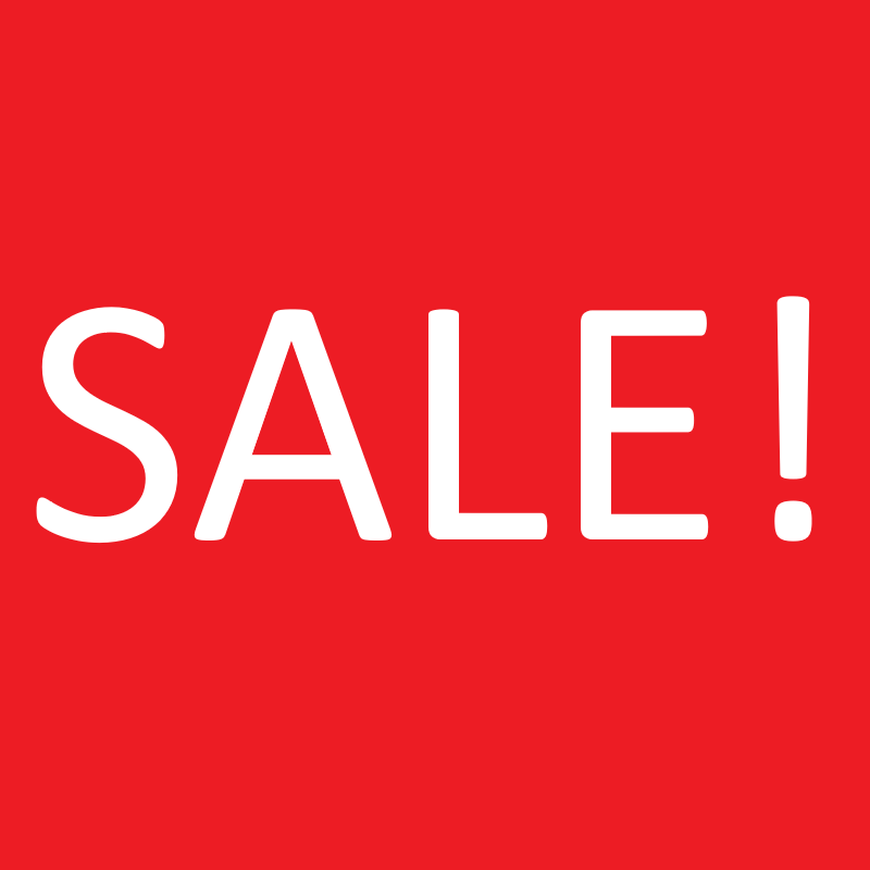 Red background with white 'SALE!' text