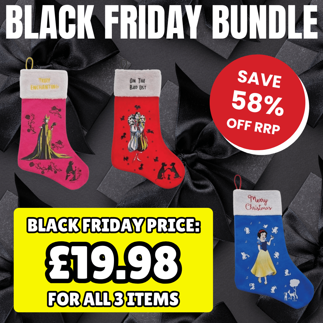 Set of 3 Disney Enchanting Christmas Stockings - Maleficent, Cruella de Vil and Snow White