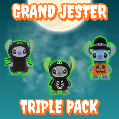 Set of 3 Disney Halloween Stitch Figurines - Spider, Skeleton, Pumpkin by Grand Jester Studios