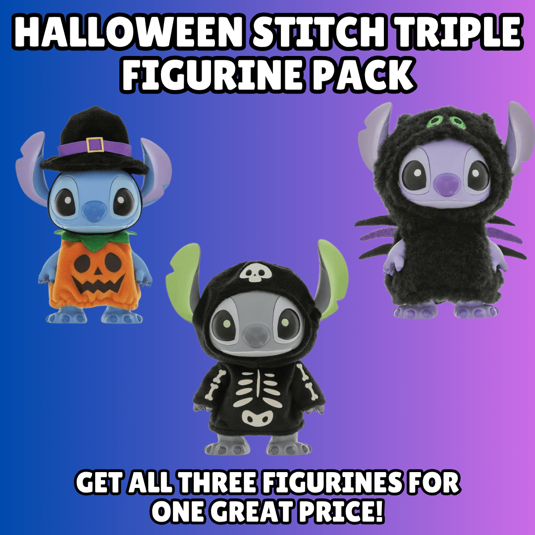 Set Of 3 Halloween Stitch's Spider, Skeleton, Pumpkin By Disney Grand Jester Studio