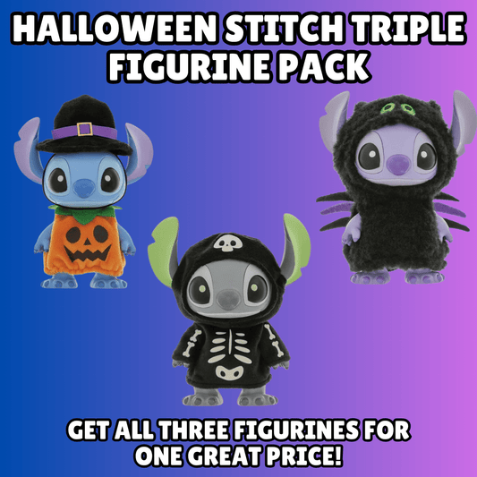 Set Of 3 Halloween Stitch's Spider, Skeleton, Pumpkin By Disney Grand Jester Studio