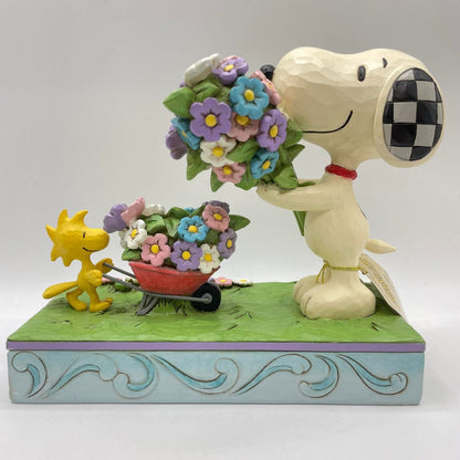 Snoopy and Woodstock Picking Flowers Figurine Signed By Jim Shore 6014344