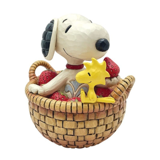 Snoopy in Basket of Strawberries Figurine Peanuts By Jim Shore