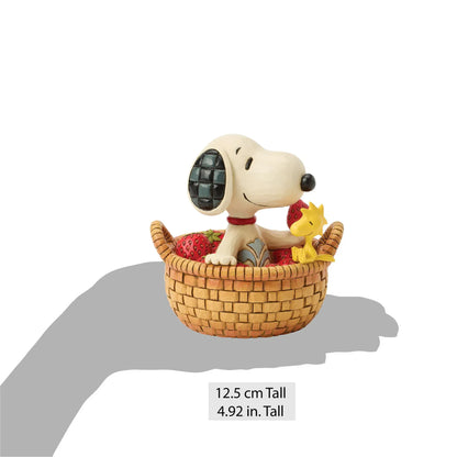 Snoopy in Basket of Strawberries Figurine Peanuts By Jim Shore