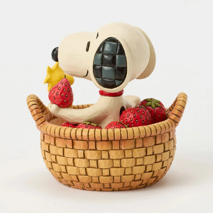 Snoopy in Basket of Strawberries Figurine Peanuts By Jim Shore