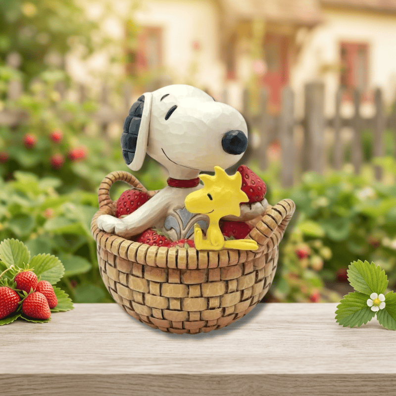 Snoopy in Basket of Strawberries Figurine Peanuts By Jim Shore